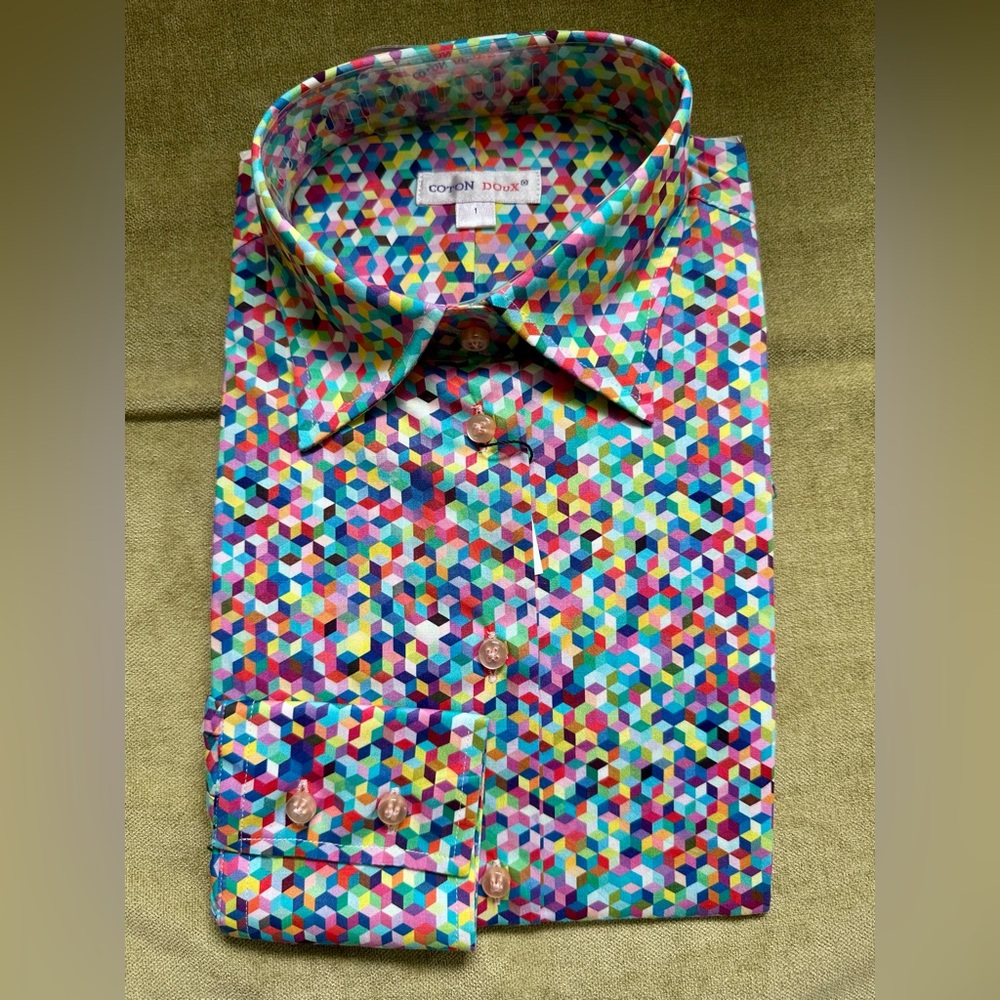 Coton Doux Geometric Pattern Luxury Shirt 🌀🇫🇷